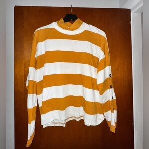 Madewell Men's Crewneck Sweater in Orange and White Stripes